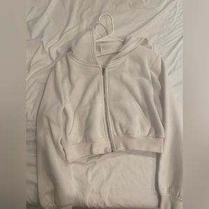 White Cropped Zip Up